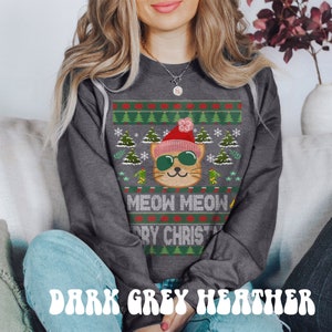 Chat pull de Noël chat chemises chatons vintage mignon pull de Noël moche rétro vacances cadeaux cadeau de Noël pour maman chat amoureux cadeaux Dark Heather