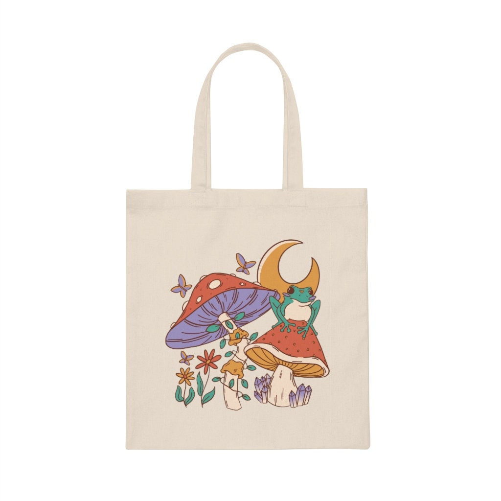 Frog Mushroom Bag Canvas Tote Bag Tote Bag Aesthetic Cute - Etsy
