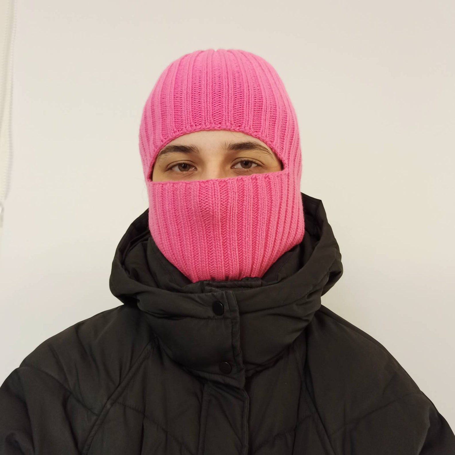Knit Balaclava hot pink handknit balaclava hat balaclava | Etsy