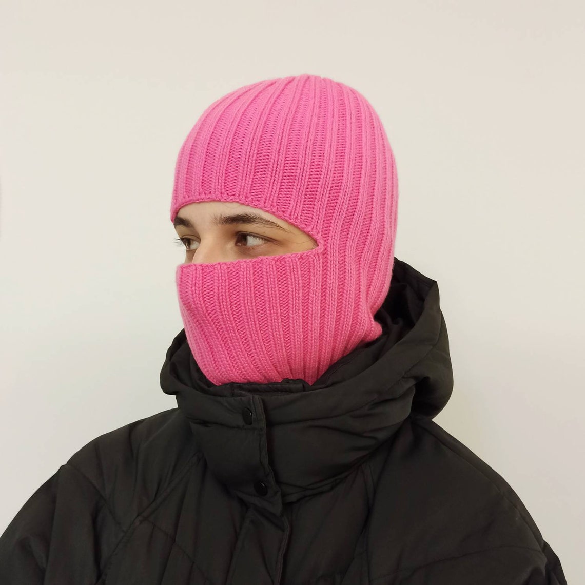 Knit Balaclava Hot Pink Handknit Balaclava Hat Balaclava Etsy UK
