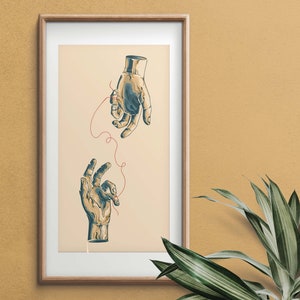 Red Stringed Soulmates - Red String of Fate - Japanese Love Story - Soulmate Connection Poster - Wedding Gift