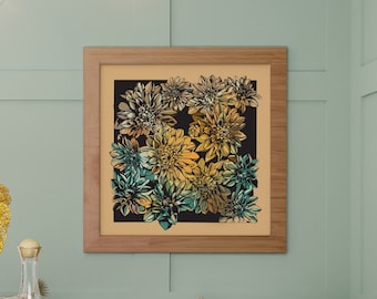 Colorful Dahlia Blossom Art Print - Botanical Wall Decor - Vibrant Flower Artwork - Luxurious Floral Print