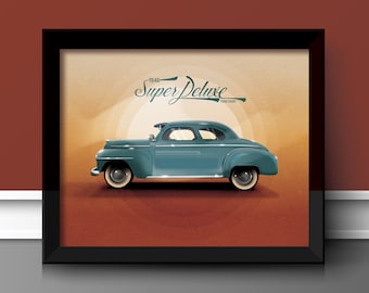 1946 Ford Super Deluxe Coupe - Classic Car Wall Art - Great Gift for Dad