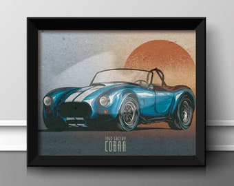 Shelby Cobra Vintage Ford Muscle Car Art - 1965 Shelby Cobra Sports Car Decor - Classic Car Canvas Art - Muscle Car Man Cave Posters