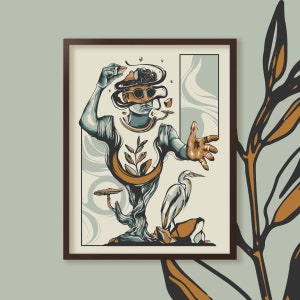 Moldea tu mente - Arte de lienzo surrealista - Impresiones de carteles trippy - Decoración de pared de hongos mágicos abstractos