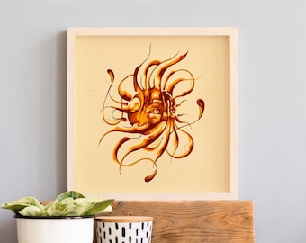 Psychedelic Sun Poster: Spiritual Art with Female Eyes