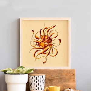The Divine Sun&#39;s Gaze: Psychedelic Artwork with Powerful Mantra- Sun with Enchanting Female Eyes- Spiritual Art for Positive Vibes