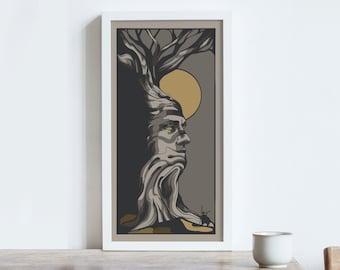 Rooted Oblivion - Surreal Landscape Poster - Surreal Tree Art - Fantasy Wall Art- Gifts for Bonsai Lovers