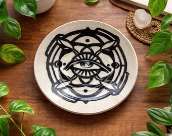 All Seeing Eye Ceramic Dish | Handmade Jewelry Dish | Spiritual Altar Bowl | Witchy Decor | Crystal & Ring Holder | Charity Pottery