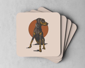 Elegante posavasos de dóberman: decoración canina moderna