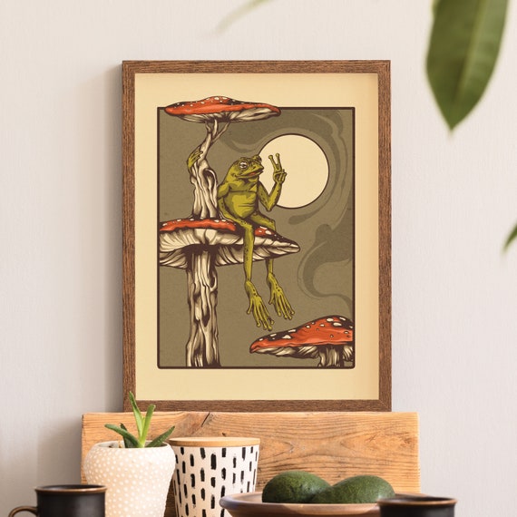 Alvarius the Toad Wall Art - Psychedelic Canvas Wall Art - Hippy Trippy Frog Art - DMT Art - Magic Mushroom Wall Decor