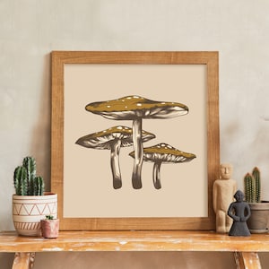 Mushroom Simplicity Canvas Wall Art - Green Mushroom Oasis- Mushroom Magic for the Free-Spirited