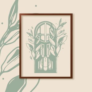 Behind the Botanical Door - Art Nouveau Style Canvas Art - Unique Gifts for Home