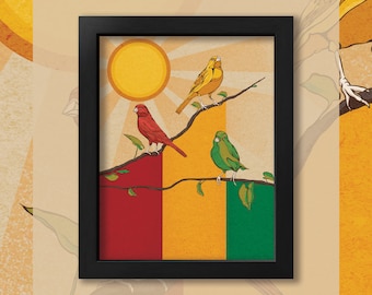 Three Little Birds - Bob Marley Inspired Canvas Wall Art - 1970s Vintage Style Poster - Reggae Lovers Art - Great Music Teacher Gift