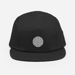 Blume des Lebens 5-Panel Mütze - Heilige Geometrie Bestickte Mütze - Heilige Kreise Mütze