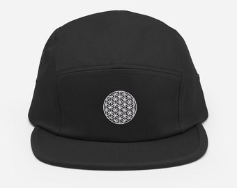 Flower of Life 5 Panel Hat - Sacred Geometry Embroidered Skate Cap - Sacred Circles Hat