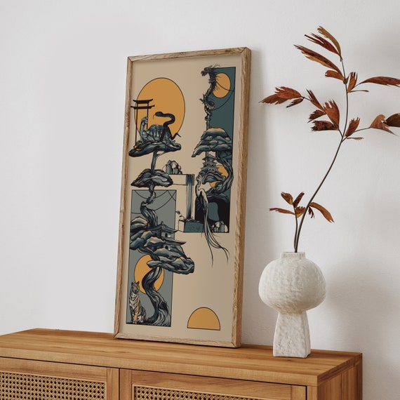 Four Divine Beasts Canvas Wall Art - Azure Dragon | White Tiger