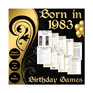 Make your 40th birthday unforgettable with our Born in 1983 game pack! 10 hilarious and easy-to-print games included - download now!