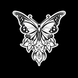 Transform your body with our vibrant butterfly and flower tattoo. SVG, PNG, EPS formats. Ideal for both men and women.