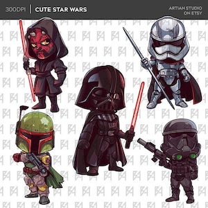 Cute Star Hero Clipart Bundle, Chibi Star Hero Character Clipart Bundle,  Space Wars Cliparts, PNG file, 300dpi, Printable