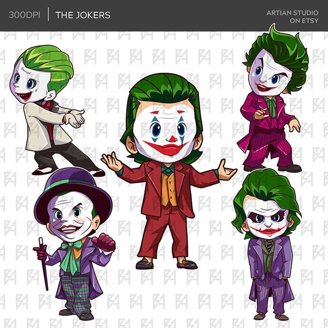 Chibi Joker Villain Clipart Bundle, Justice Villain Clipart Bundle, Clown  Clipart, PNG File, 300dpi - Etsy