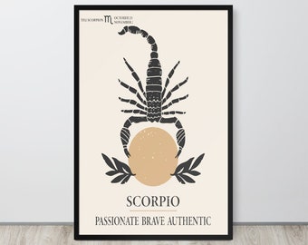 Scorpio Astrology Print, Scorpio Zodiac Gifts, Printable Wall Art, Scorpio Birthday Prints, Astrology Print, Zodiac Poster, Boho Wall decor