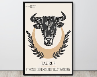 Taurus Astrology Print, Taurus Zodiac Gifts, Printable Wall Art, Taurus Birthday Prints, Astrology Print, Zodiac Poster, Boho Wall Art Decor