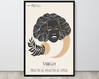 Virgo Zodiac Print Digital, Boho Wall Art, Virgo Zodiac Gifts, Zodiac Sign, Printable Wall Art, Birthday Prints,Bohemian Decor,Zodiac Poster