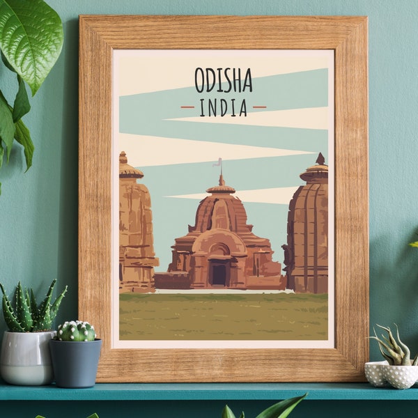 India Travel Poster, Odisha Print, Jagannath Temple, Minimalist Artwork, India Posters, Indian Decor, India Travel, Jagannath Decoration
