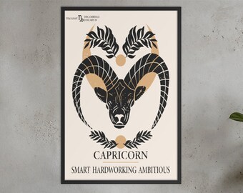 Capricorn Zodiac Print Digital, Boho Wall Art, Capricorn Zodiac Gifts, Zodiac Sign, Printable Wall Art, Birthday Prints, bohemian decor