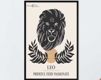 Leo Zodiac Print Digital, Boho Wall Art, Leo Zodiac Gifts, Leo Sign, Printable Wall Art, Birthday Prints, Bohemian Decor, Astrology Poster