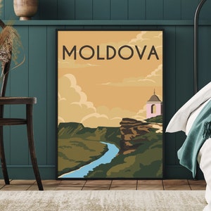 Moldova Travel Poster, Illustration Art Print, Retro Travel Poster, Moldova Art Print, Nature Wall Art, Vintage Travel Art, Large Wall Art