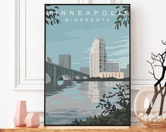 Minneapolis art print, Minneapolis skyline, Minnesota Posters, Land of 10,000 Lakes, Minneapolis Art, Minnesota Lake, Home Wall Art