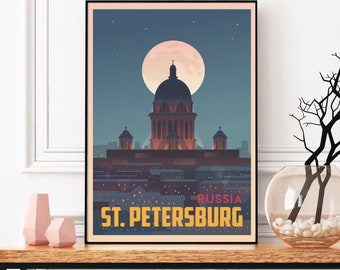 Russia Travel Poster, Saint Petersburg Print, St. Isaac's Cathedral, Russia Art, Russia Landmarks, ST.Petersburg Wall Art, Imperial Capital