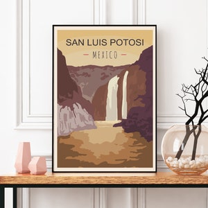 Mexico Travel Poster, San Luis Potosi Print, Tamul Waterfall, Huasteca Region, Gallinas River, Mexico Print, Mexico Art, Mexico Posters