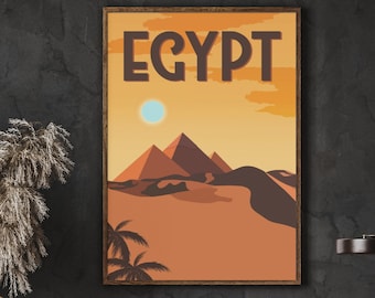 Affiche de voyage Egypte, Egypte Pyramides de Gizeh, Egypte Print, Africa Poster, Summer Print, Arabic Wall Art Decor, Egypt Art, Egyptian Wall Art