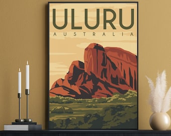 Uluru Art Print, Australia Travel Poster, Ayers Rock, Australia Wall Art Decor, Uluru Poster, Uluru Kata Tjuta National Park, Alice Springs