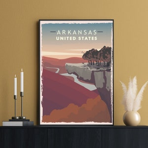 Arkansas Travel Poster, Arkansas Wall Art, Whitaker Point, Hawksbill Crag, Arkansas Wall Decor, Buffalo River, Ozark Mountains, Art Print