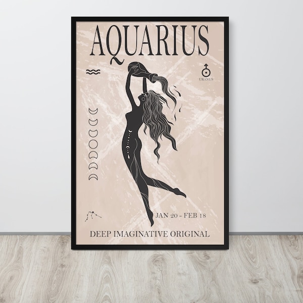 Aquarius Astrology Print, Digital Download, Boho Print, Aquarius WallArt, Horoscope Print, Aquarius Gift, Aquarius Star Sign, Aquarius Decor