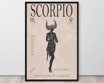 Scorpio Astrology Print, Scorpio Zodiac Gifts, Printable Wall Art, Scorpio Birthday Prints, Astrology Print, Zodiac Poster, Boho Wall Decor