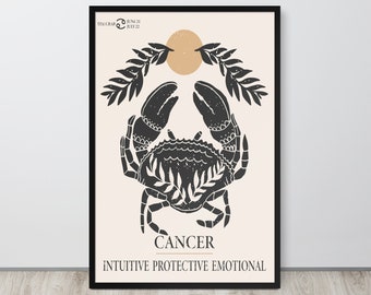 Cancer Astrology Print, Cancer Zodiac Gifts, Printable Wall Art, Cancer Birthday Prints, Astrology Print, Zodiac Poster, Boho Wall Art decor