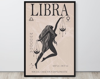 Libra Astrology Print, Libra Zodiac Gifts, Printable Wall Art, Libra Birthday Prints, Astrology Print, Zodiac Poster, Boho Wall Art Decor