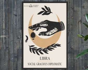 Libra Astrology Print, Libra Zodiac Gifts, Printable Wall Art, Libra Birthday Prints, Astrology Print, Zodiac Poster, Boho Wall Art decor