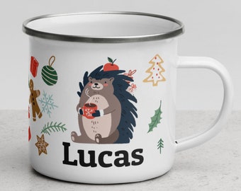 Personalized Campfire Mug, Christmas coffee mug, coffee cup, camping, outdoor, camp mug, adventure, mountains, mug, camping mug, enamelware