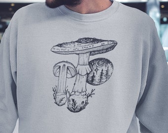 Vintage Mushroom Sweatshirt, Retro Mushroom Sweater, Mycologist Gift, Fungus Mushroom Hunters Jumper, Fungi Art Lover Pullover unisex