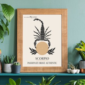 Scorpio Astrology Print, Scorpio Zodiac Sign, Scorpio Birthday Gift, Astrology Print, Zodiac Poster, Boho Wall Decor, Horoscope Wall Art image 3