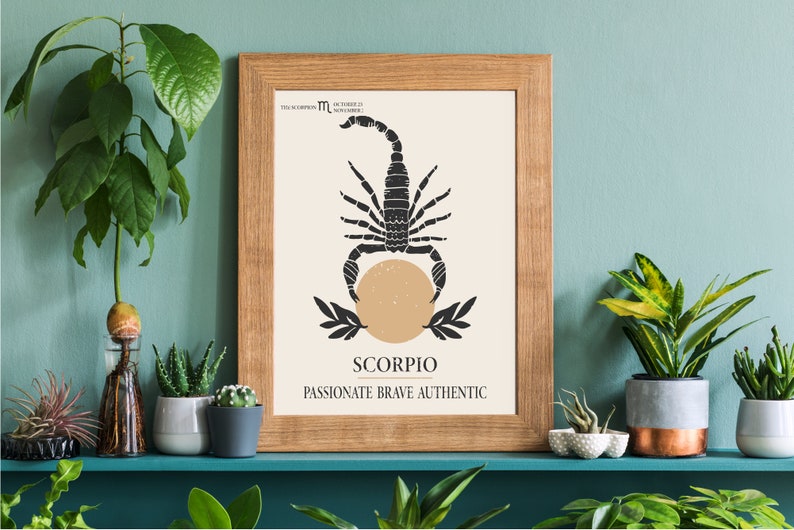 Scorpio Astrology Print, Scorpio Zodiac Sign, Scorpio Birthday Gift, Astrology Print, Zodiac Poster, Boho Wall Decor, Horoscope Wall Art image 3