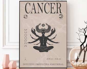 Cancer Astrology Print, Cancer Zodiac Gifts, Horoscope Wall Art, Cancer Birthday Prints, Astrology Print, Zodiac Poster, Boho Wall Art Decor