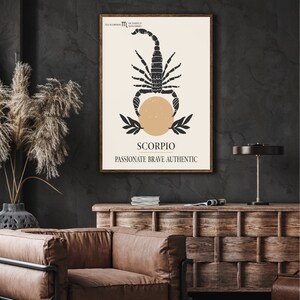 Scorpio Astrology Print, Scorpio Zodiac Sign, Scorpio Birthday Gift, Astrology Print, Zodiac Poster, Boho Wall Decor, Horoscope Wall Art image 2