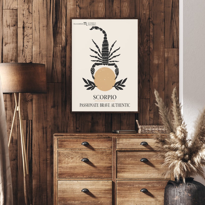 Scorpio Astrology Print, Scorpio Zodiac Sign, Scorpio Birthday Gift, Astrology Print, Zodiac Poster, Boho Wall Decor, Horoscope Wall Art image 6